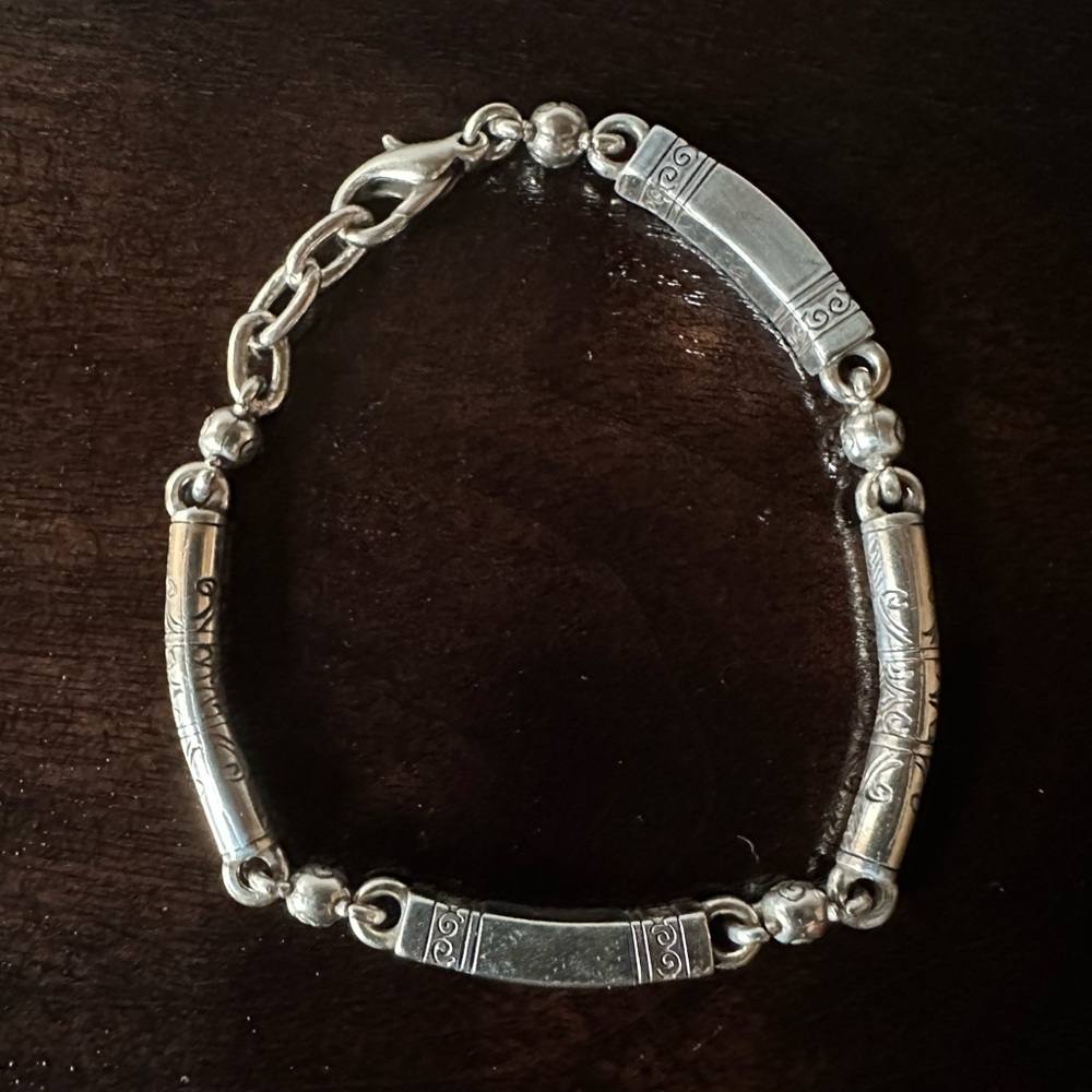 Brighton Silver Bar Beaded Panel Bracelet. 8 in.